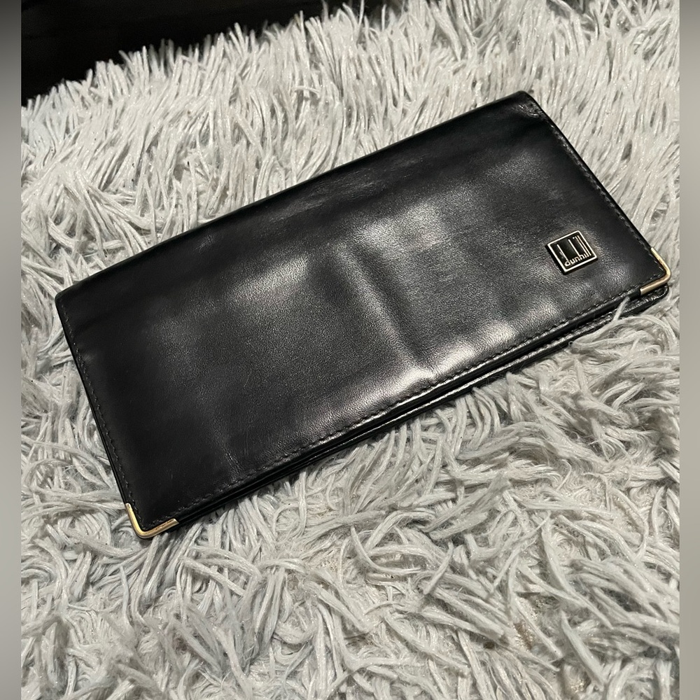 Dunhill  wallet long black gold authentic T4303